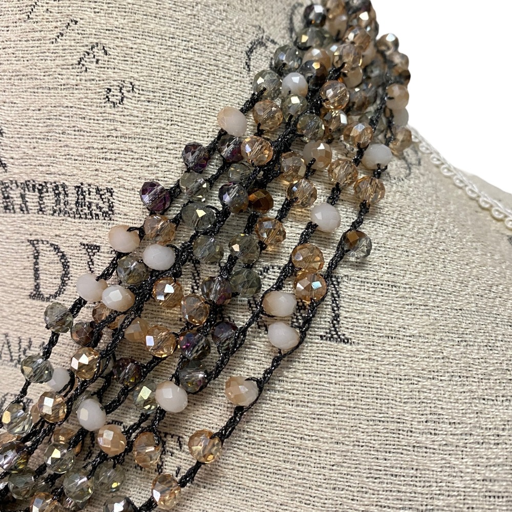 Stella & Ruby Beaded Statement Necklace Multi Str… - image 3